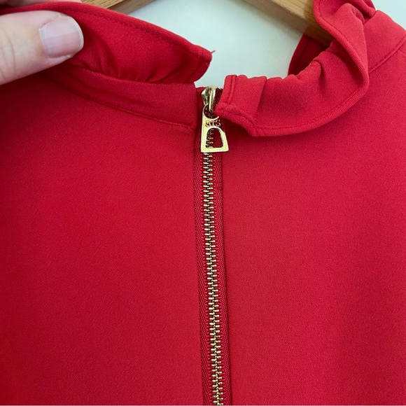 Sail to Sable Red Ruffle Maternity Dress Long Sleeve Waist Tie size 8 Crew Neck - Picture 8 of 10